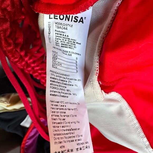 Leonisa Swim One Piece Sculpting Macramé Back Red Small Removeable Straps Beach - Picture 8 of 9